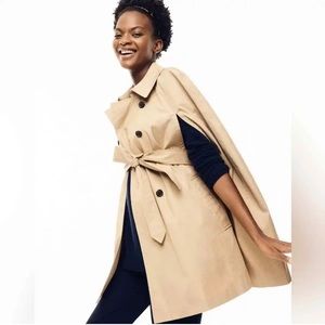 Hatch x J. Crew Khaki Belted Trench Cape Coat, Size XXS